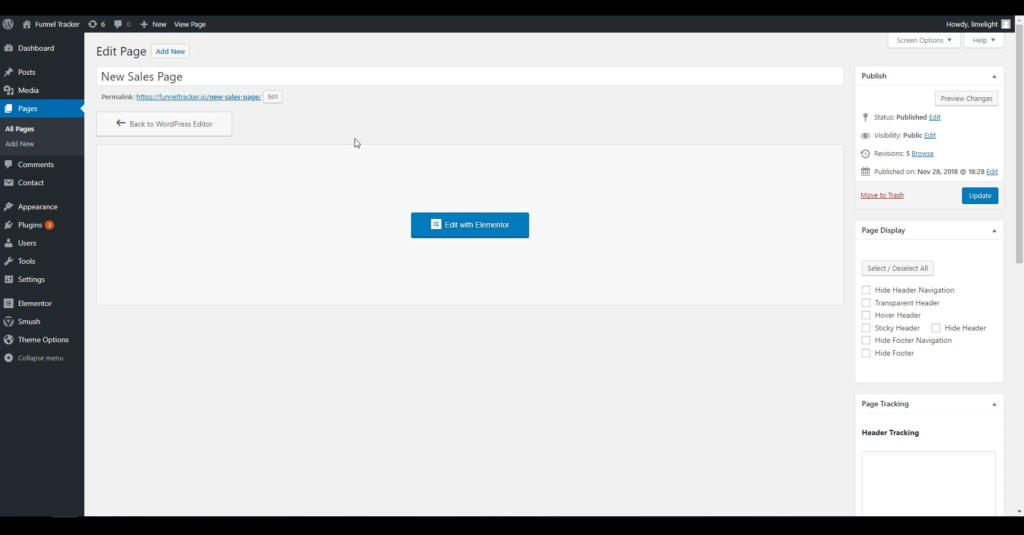 a screenshot of the single page tracking settings